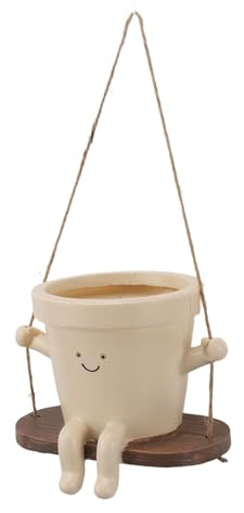 Gavigain Swing Face Planter Pot, hängende Sukkulenten Töpfe für String of Pearls Pflanze Harz Blume Kopf Pflanze Topf Cute Swinging Plant Pot für Indoor Outdoor Garden Decor
