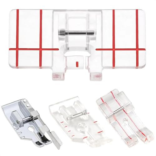Lot de 4 pieds biche pour machine à coudre – Pied de 6,35 mm avec guide de matelassage, pied presseur de point de guidage parallèle, 4 styles pour Brother Singer et autres coutures à tige basse