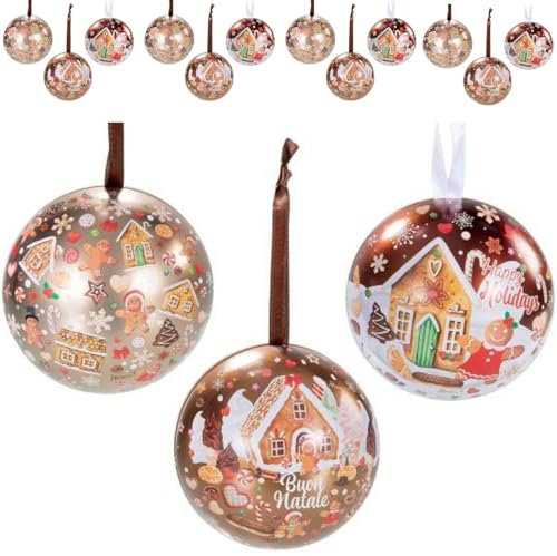 Weihnachtskugeln aus Metall, zum Öffnen und Personalisieren, 12 Stück