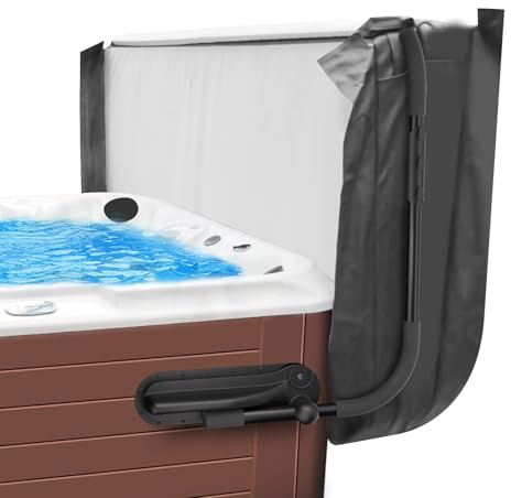ACTREY Abdeckungsheber, Whirlpool-Abdeckungsheber, schwenkbare Top-Halterung, Spa- und Whirlpool-Abdeckung, Hebesystem, verstärkte Halterungen mit 3 Haken, Handtuchhalter, passend für die meisten