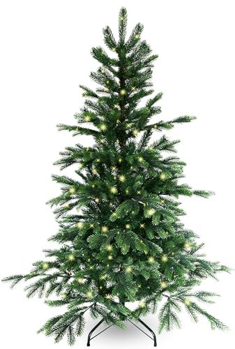 Gartenpirat Künstlicher Weihnachtsbaum BonTree Tanne 150 cm mit integrierter Beleuchtung Nadelbaum Christbaum Tannenbaum PE/PVC-Mix