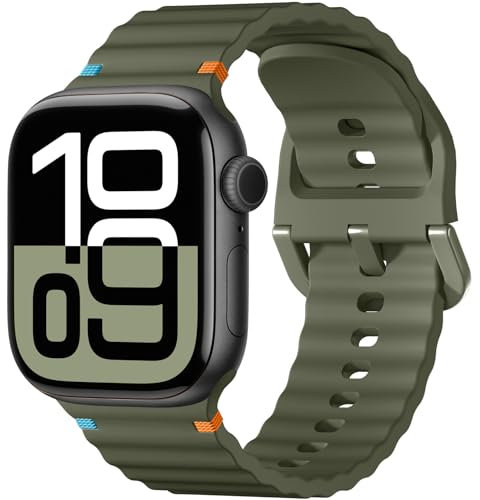 Netolo Sportarmband Kompatibel mit Apple Watch Armband 40mm 41mm 42mm 38mm, Weiches Silikon Ersatz Armbänder Kompatibel mit iWatch SE Series 10 9 8 7 6 5 4 3 2 1 Herren Damen