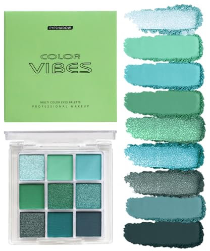 9 Colors Eyeshadow Palette – Avocado Green Eyeshadow Theme, Matte & Glitter Convenient Portable Travel Eye Makeup Palette for Christmas & Music Festivals (Avocado Green)