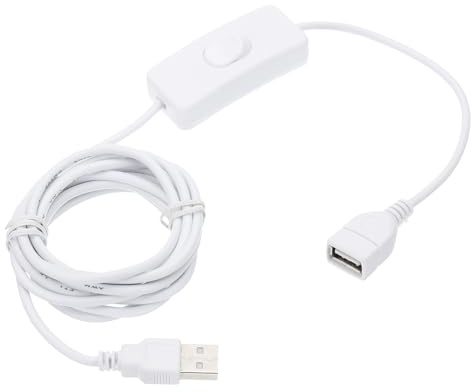 QUARKZMAN USB-Kabel mit Ein/Aus-Kippschalter, USB-Stecker auf USB-Buchse Verlängerungskabel 2,0m Weiß, für LED-Schreibtischlampe LED-Streifen