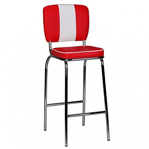 KADIMA DESIGN Barstuhl American Diner 50er Jahre Retro Rot Weiß