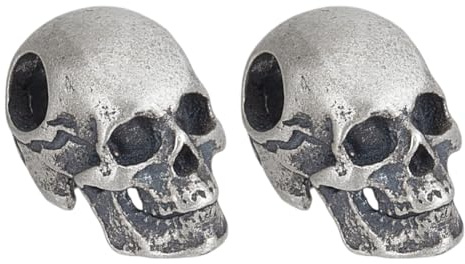 BENECREAT 2 pièce 925 perles Tête de Mort en Argent Sterling Perles pour la Fabrication de Bijoux de Collier Breloques Tête de Mort avec Trou de 1.8mm pour Bracelet D'Halloween en Argent Sterling