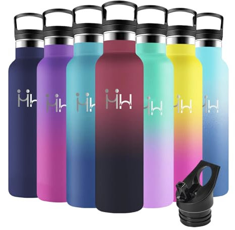 Motswedi Borraccia Termica, 1000ml senza BPA, Borraccia con Cannuccia, Acciaio Inox, Bottiglia Termica, a Prova di Perdite, Borracce Termiche, Borraccia per Campeggio, Palestra, Ciclismo, Rosso & Nero