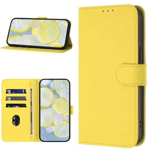 YIRRANZD Coque pour Samsung Galaxy S20, Housse en Cuir PU Premium [Fentes pour Cartes] Etui à Rabat Pochette de Portefeuill, Antichoc Protection Case pour Samsung S20 (Jaune Citron)