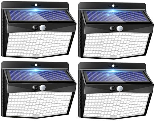 Peasur Solarlampen für Außen mit Bewegungsmelder,Solarlampe Außen 180° Superhelle Solarleuchte mit Bewegungsmelder Sicherheitswandleuchte 3 Modi IP65 Wasserdichte Wandleuchte Garten[4 Stück]