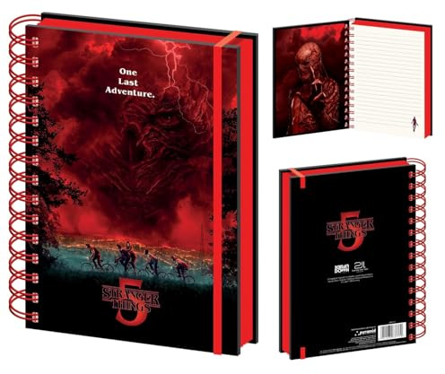 Stranger Things Vecna Sky Notizbuch, A5, Spiralbindung, offizielles Lizenzprodukt von Pyramid International, Premium-Schreibwaren, ideal für Schule, Büro oder Sammler, 5 Stück