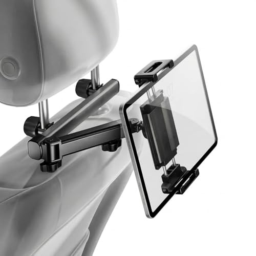 VBK Car Tablet Holder for Back Seat, Adjustable iPad Holder for Car Headrest Mount, Foldable Car iPad Holder Back Seat for 4–12.9 inch Tablets & Phones, Universal Tablet Holder for Car