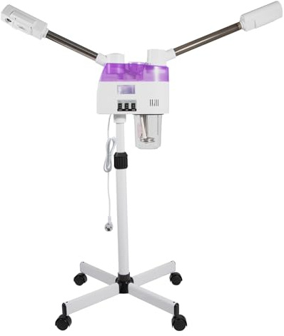 2 in 1 Gesichtsdampfer Porenreiniger 360°Schwenk Gesichtssauna Verdampfer Doppeltes Rohr Gesichtsdampfgerät 800W Feuchtigkeitsspendende Schönheit Instrument für Haushalte, Schönheitssalons, Spas