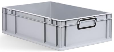 aidB Eurobox NextGen 2.0 - 600x400x170mm - Stapelbare 34L Kunststoffbox mit geschlossenen Griffen - Lagerbox für Aufbewahrung, Transport & Organisation - Industriequalität - ColorClips Schwarz