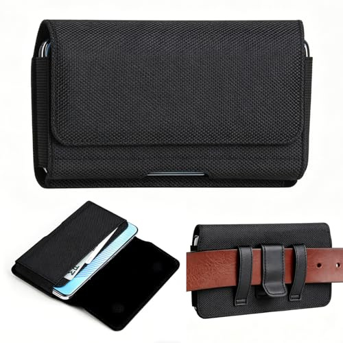 Leder Handy Gürteltasche Herren Universal, Quer Handytasche Gürtel mit Magnetverschluss & Gürtelclip Handyholster, Passend für iPhone & Samsung
