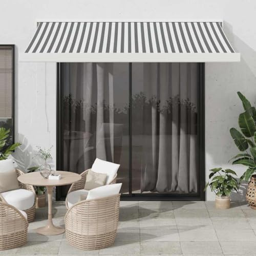Tenda da sole avvolgibile, 3 x 2 m, colore antracite/bianco, pieghevole, con telaio in alluminio e tessuto PU, montaggio a parete per balconi e patii.