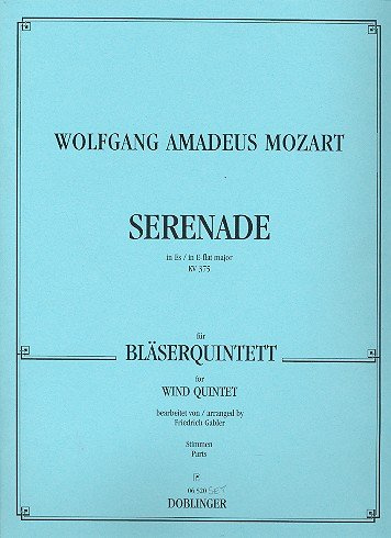 Serenade Es-Dur KV 375 Stimmensatz für Flöte, Oboe, Klarinette, Horn, Fagott