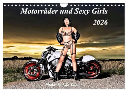 Motorräder und Sexy Girls (Wandkalender 2026 DIN A4 quer), CALVENDO Monatskalender: Stilvoll gestaltete Bilder mit schweren Maschinen und heißen Girls (CALVENDO Erotik)