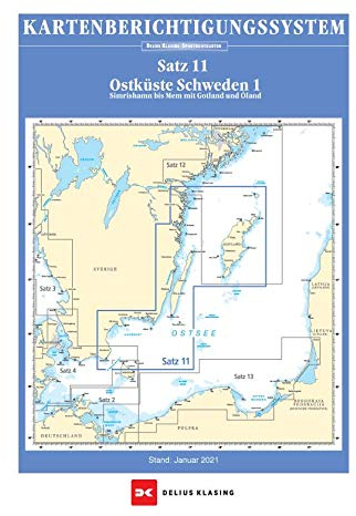 Berichtigung Sportbootkarten Satz 11: Ostküste Schweden 1 (Ausgabe 2022): Simrishamn bis Mem mit Gotland und Öland