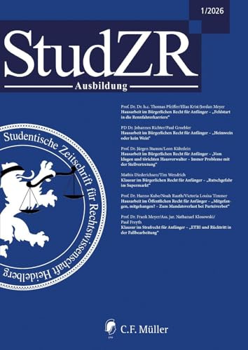 StudZR Ausbildung 1/2026: Studentische Zeitschrift für Rechtswissenschaft Ausbildung
