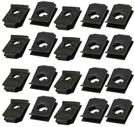 Sourcingmap 20pcs Spring Steel Speed Fastener U Nut Clip Black for M4 / ST3.5 Screw Bolt