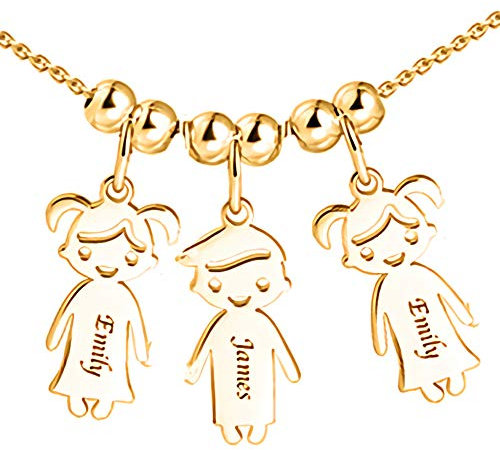 Personalisierte Namenskette für Mütter Gravur 1 bis 5 Kinder Namen—Mutter Name Halskette Boy und Girl Charms für Muttertag 925er Sterling Silber