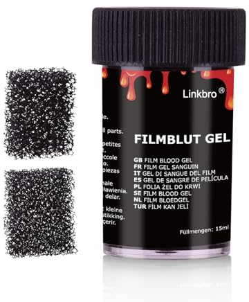 Linkbro Kunstblut mit [ 2 Grober Schwamm ], Profi-Schminkfarben | Filmblut | Blutgel | Wundschorf | Spezialeffekt Schminke für Halloween Karneval Party