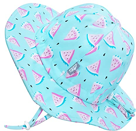 Jan & Jul Baby Sonnenhut für Mädchen, Atmungsaktiv und Verstellbar (M: 6-24 Monate, Wassermelone)