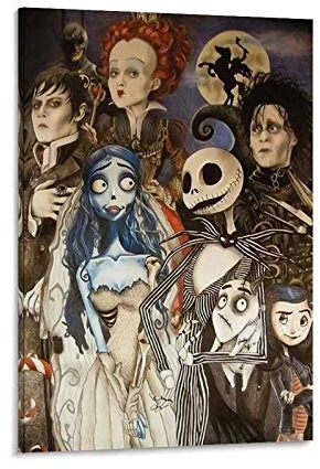 TOUKUI Tim Burton Film Characters Poster dekorative Malerei Leinwand Wandkunst Wohnzimmer Poster Schlafzimmer Malerei 12x18inch(30x45cm)