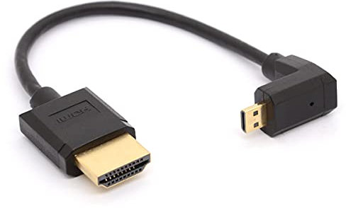 HTGuoji Abgewinkeltes Micro-HDMI-zu-HDMI-Kabel, 90-Grad-Winkel, Micro-HDMI-Stecker auf HDMI-Stecker, Adapter-Anschluss für 1080P, 4K, Ultra HD, 3D, Ethernet (Up)