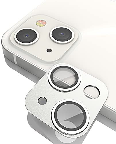 GIOPUEY Pellicola Fotocamera per iPhone 13, iPhone 13 Mini Protector pantalla [Materiale 2 in 1] Bordo in Metallo + Pellicola Protettiva - Silver