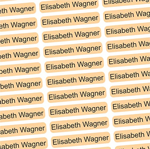 Namensaufkleber Erwachsene Altenheim, Pflegeheim & Krankenhaus - 36x7 mm - 150 Sticker personalisierte Namensetiketten für Eigentum, Bücher, Möbel, Hausschuhe, Brillenetui, Gehstock - sand