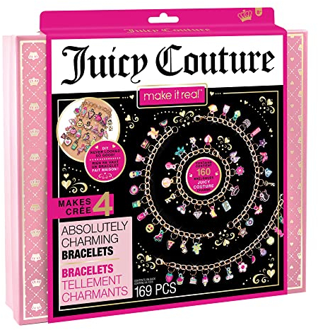 Make It Real Juicy Couture Charmantes Freundschaftsarmband-Bastelset - DIY Schmuck-Bastelset für Kinder mit Anhänger und Perlen - Geschenke für Mädchen