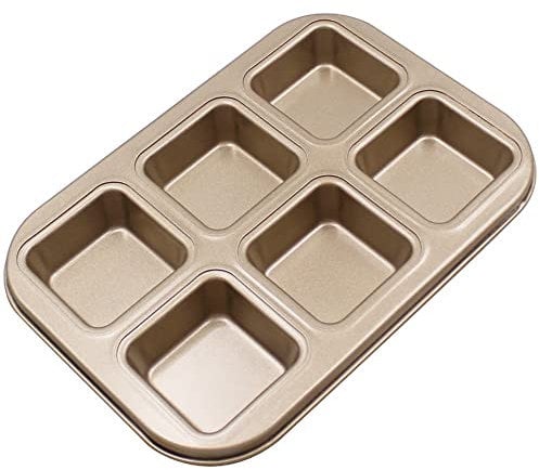 XZJMY Bun Pan,Muffin Pan,Mini Square Cake Pan,6 Cup Non-Stick Cupcake Baking Pan for Making Muffins or Cupcakes (6 cavity)