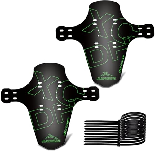 jiankun Mountainbike Schutzbleche, verstellbares MTB Schutzblech, kompatibles Fahrrad-Schutzblech vorne und hinten, kompatibel mit 26, 27,5, 29, Plus Größen und Fetten Fahrradradgrößen (Grün)…