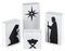 Ornativity Weihnachtskrippe aus Holz, schwarze Weihnachts-Silhouette, Weihnachtsfiguren auf weiß lackierten Holzblöcken, für den Innenbereich, Krippe, Tischregal, Sitzer, Kaminsims, Tafelaufsatz,