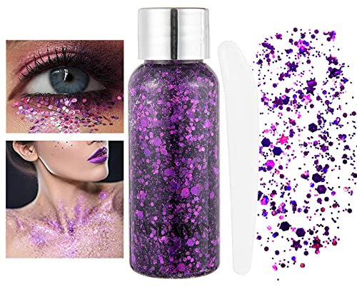 Glitter Body Gel Brillantini Make Up Glitter Liquidi Festival Glitter Makeup Sparkle Glitter per Viso Occhi Labbra Capelli Corpo-Viola