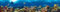 adrium Acryl-Bild 150 x 30 cm: Unterwasser-Korallenrifflandschaft superbreiter Bannerhintergrund im tiefblauen Ozean mit bunten Fischen und Meereslebewesen(73528360)