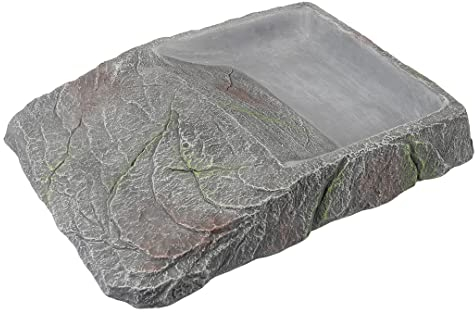 Terra Della, Ciotola per tartarughe, 29 x 4,5 x 22 cm, antracite, con gradino inclinato, adatta anche ad altri animali, funzionale e decorativo, stabile, facile da pulire