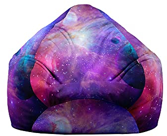 Treer Sitzsack ohne Füllung für Kinder & Erwachsene, 3D-Sternenhimmeldruck Lazy Bean Bag Sitzsäcke Sitzsackbezug, Spielzeug Aufbewahrung Sitzkissen mit Reißverschlus (100x120cm,Sterne und Wolken)