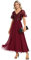 Ever-Pretty Robe Demoiselle d'honneur Femme Longue à Paillettes Manches Courtes Col V A Line Fluide Chic Bordeaux 42