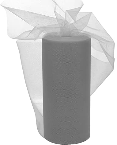 Tüll Rollen Tüll Stoff Grau 30cm x 92M, EUBSWA Tüllband Tüll Rolle für Hochzeit Party Tutu Rock Bankett Kleidung Deko Handwerk