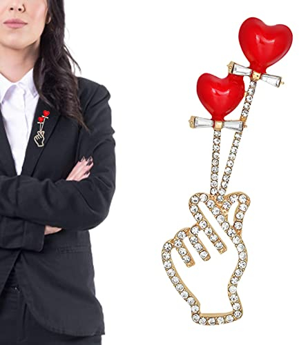 Anloximt Broche Coeur Doigt, Broche Doigt Coeur, Broche Geste Coeur Strass À La Mode, Broche Main Coeur Amour K-Pop, Cadeau pour Vêtements, Sacs, Jeans Et Sacs À Dos