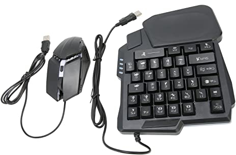 Halbhand-Gaming-Tastatur und -Maus-Kombination, PUBG Kabelgebundene Mechanische RGB-LED-Hintergrundbeleuchtung, Halbtastatur, 4-in-1-Gaming-Mauskonverter für Android IOS,