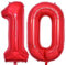 Vthoviwa 40 Zoll/18 Farbens Luftballon Zahlen 10 Rot, Luftballon 10. Geburtstag Foil Ballon, 0123456789,10-19,20-25,30,40,50,60,70,80,90, Folienballon 10 Party Dekoration Helium Unterstützen