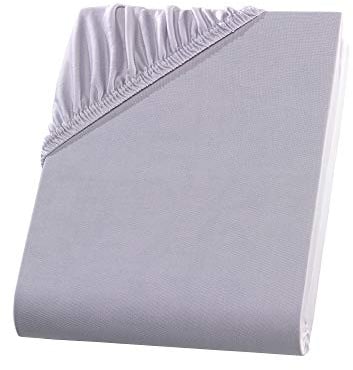 Visaggio Mikrofaser Spannbettlaken 180x200-220 + 40 cm Boxspringbett Silber Microfaser Polyester Spannbetttuch Bettlaken