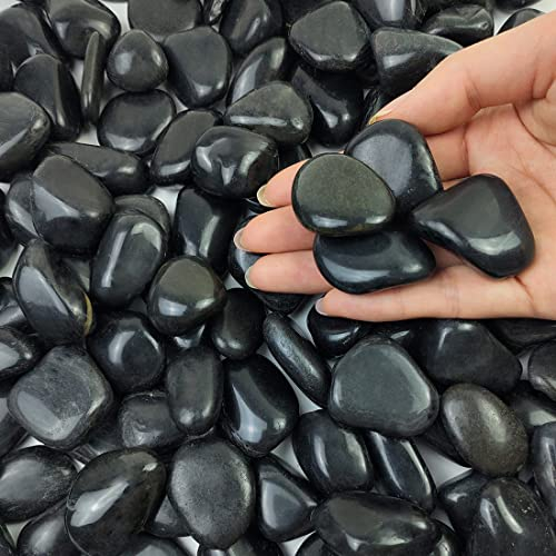 FANTIAN 10lbs Black Pebbles 20-30mm for Garden, Decorative Stones for Plants, Aquarium, Rocks for Plant Pots, Vase Fillers, Landscaping and Fish Tank