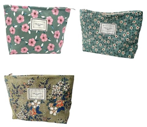 Sac de Voyage en Velours Côtelé 3 Pièces - Organisateur et Trousse de Toilette Cosmétique Pochette de Lavage