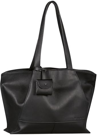 TOM TAILOR Adrienn Damen Shopper Umhängetasche Reißverschluss Groß Schwarz