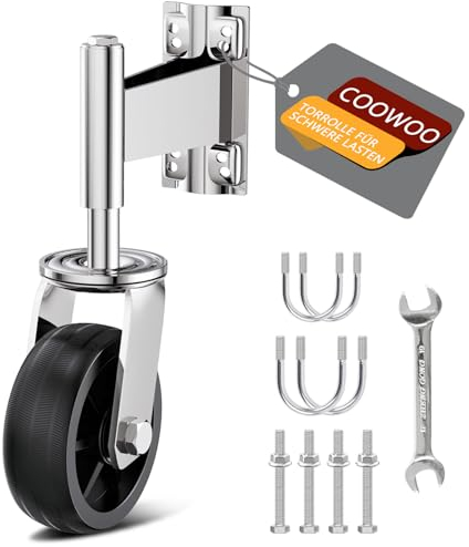 COOWOO 150mm Federbelastete Torrollen Robuste Tor-Lenkräder mit Hardware für Rohrtore, Metalltore, Holzgatter, Zaunpforten, Drehtore, 300kg Tragkraft