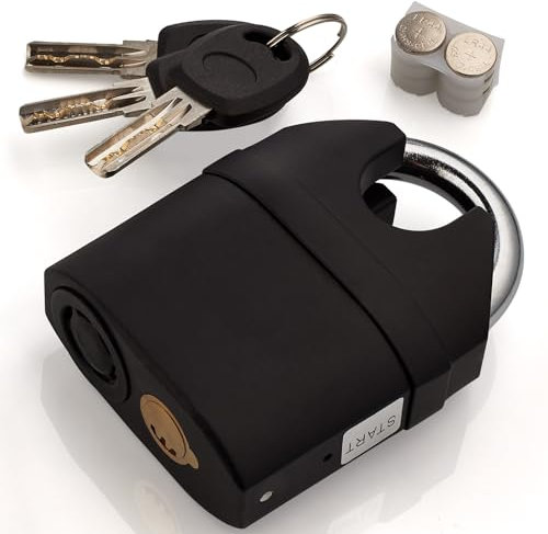 KEYD Padlocks Outdoor Heavy Duty Stainless Steel Waterproof with Keys | Shed Alarm 110 DB Padlocks Outdoor - High Security Padlock for Garage Shed Fence Storage Units - Auto Alarming Locking System